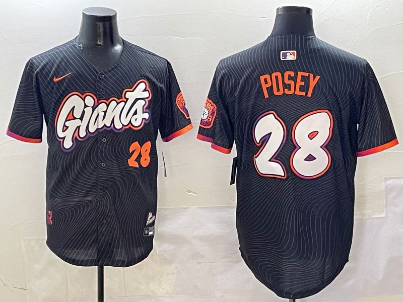 Men San Francisco Giants #28 Posey Black Second generation Joint Name Nike 2025 MLB Jersey style 10->san francisco giants->MLB Jersey